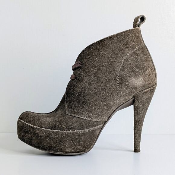 Pedro Garcia Brown Suede Platform Ankle Boots Lace Up Heels 39.5 Fall Boho Chic - Picture 8 of 15